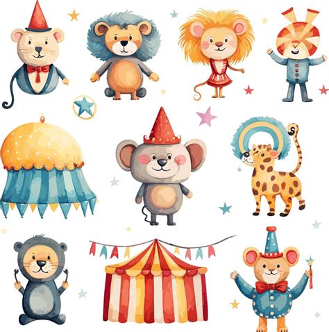 Premium Vector | Circus watercolor animals