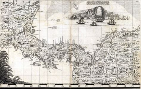 Old Map of the Isthmus of Panama, 18-19th Century Stock Image - Image ...