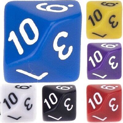 D10 Poly Dice 1-10 (Select Colour) / 10 Sided Dice Educational Maths ...