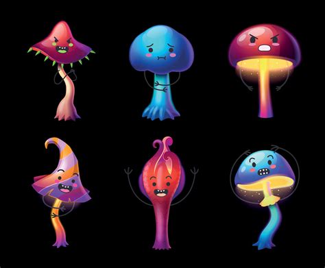 Mushroom Characters Set 28705678 Vector Art at Vecteezy