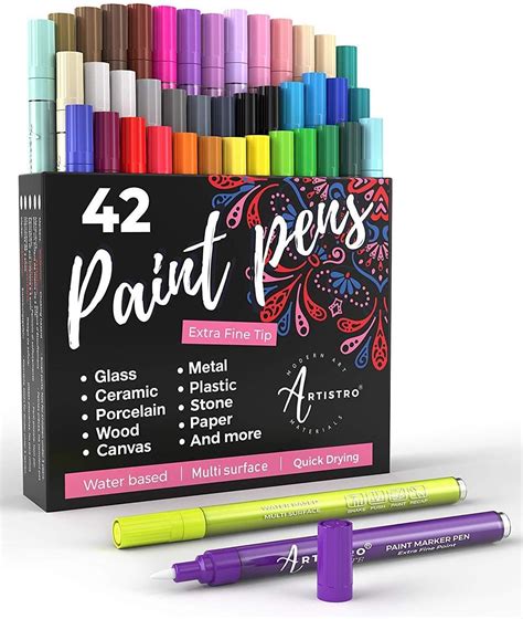 42 Acrylic Paint Markers – Extra Fine Tip Paint Pens (0.7mm) – Great f - Artistro Paint Marker ...