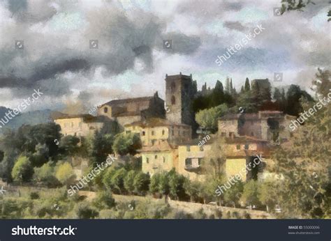 Colored Watercolor Painting Tuscany Landscape Stock Illustration 55000096 - Shutterstock