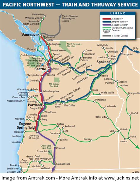 juckins.net - Amtrak Routes at a Glance