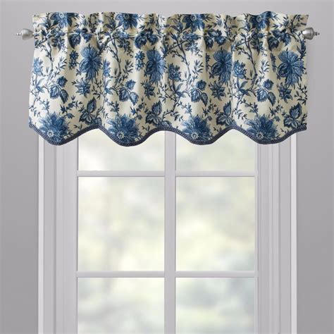 Waverly Felicite Blue & Cream Floral Paisley Rod-Pocket Scallop Valance #WAVERLY #FrenchCountry ...