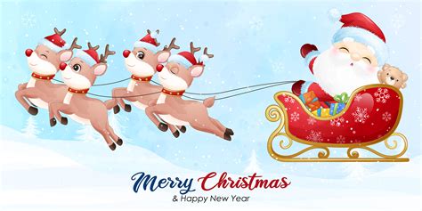 Cute Santa Claus for Merry Christmas Clipart With Watercolor - Etsy