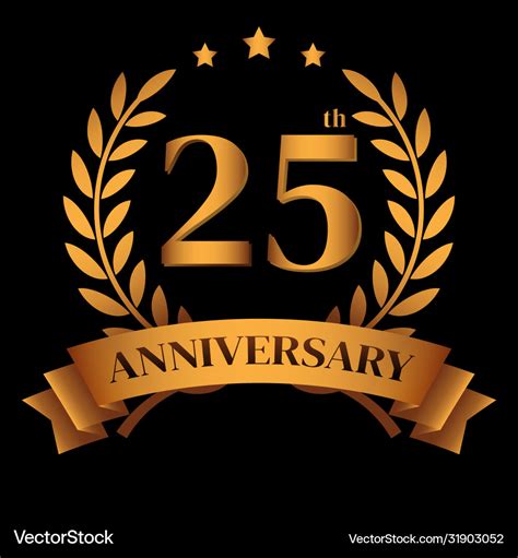 25th golden anniversary logo Royalty Free Vector Image