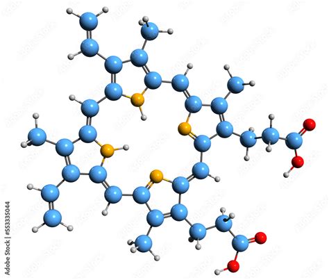 3D image of Protoporphyrin IX skeletal formula - molecular chemical structure of porphyrin ...