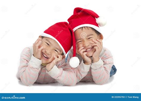 Christmas Kids in Santa Hat Stock Photo - Image of chinese, laughing: 22395792