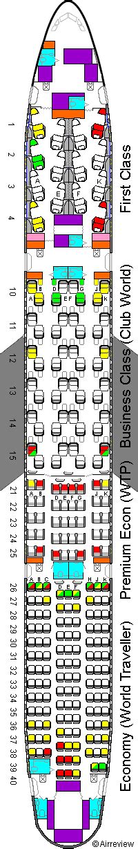 British Airways 777 seat plan - 14F version - British Airways Boeing 777-200ER seating plan ...