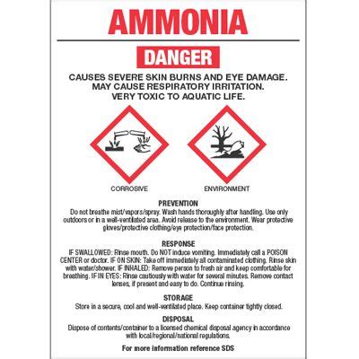 GHS Chemical Labels - Ammonia, GHS Labels | Emedco