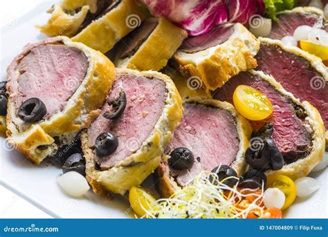 Beef Wellington with Side Dish Stock Image - Image of dish, pastry ...