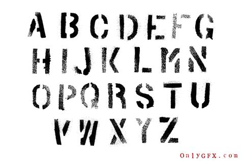 Grunge Stencil Spray Paint Alphabet (PNG Transparent, SVG) | OnlyGFX.com