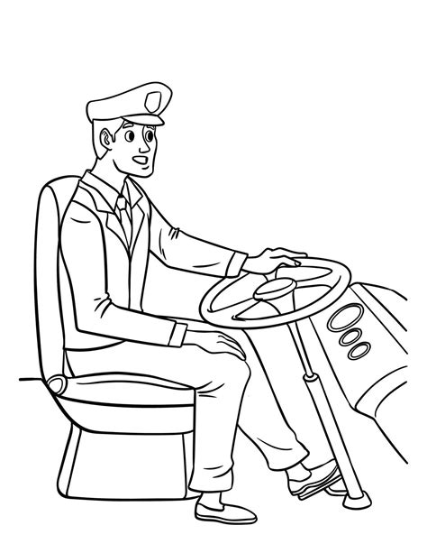 Bus Driver Isolated Coloring Page for Kids 12697841 Vector Art at Vecteezy