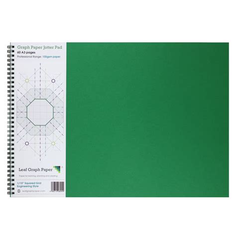 A3 Graph Paper 1/10 0.1" Inch 0Squared, 60 Page Jotter Pad, Grey Grid, – Leaf Graph Paper