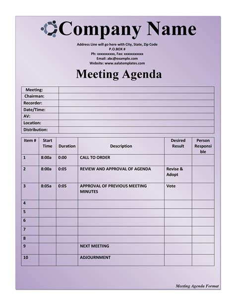 46 Effective Meeting Agenda Templates - Template Lab