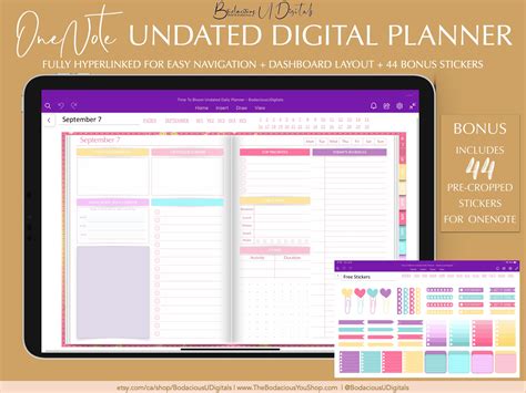 Onenote Dashboard Layout Digital Planner Hyperlinked Undated | Etsy Canada