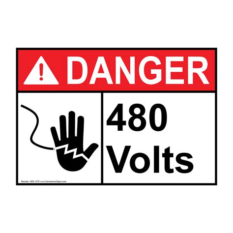 ANSI DANGER 480 Volts Sign ADE-1070 Electrical Voltage