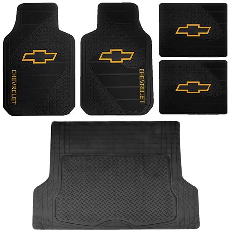 5 Piece Heavy Duty Rubber Front Rear Floor Mats & Universal Black Trunk ...