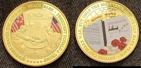 DONALD TRUMP GOLD Kim Jong Un Coin Summit Meeting USA Nukes Americana Singapore £5.99 - PicClick UK