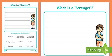 'What is a Stranger?' Worksheet - Twinkl