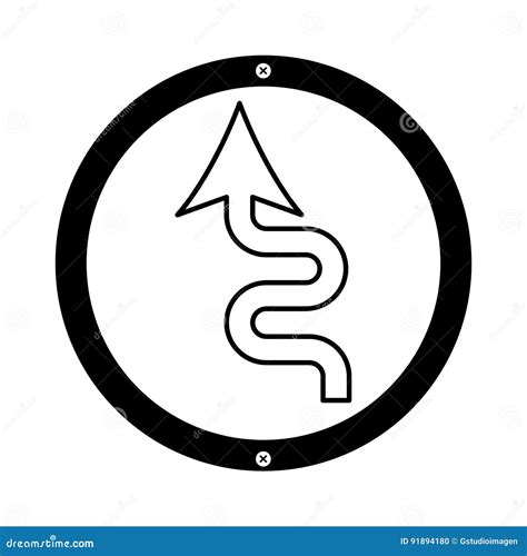 Curved Road Arrow Traffic Signal Icon Stock Vector - Illustration of ...