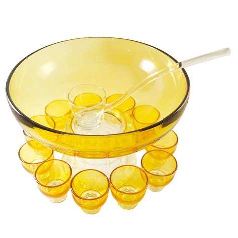 Vintage Yellow Amber Punch Bowl Set | The Hour Shop