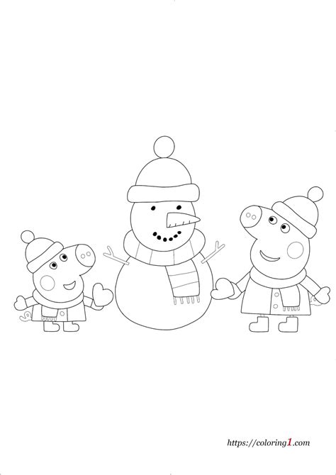 Peppa Pig and Snowman Coloring Pages - 2 Free Coloring Sheets (2021 ...