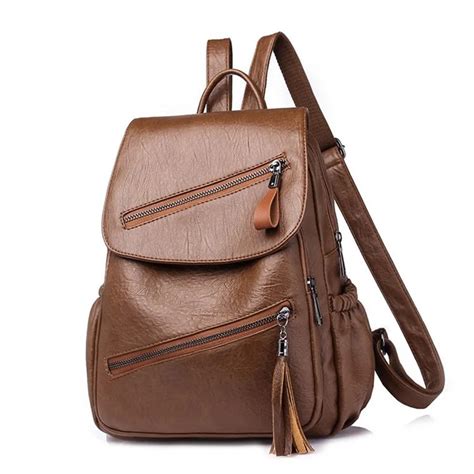 Waterproof Student Leather Backpack Laptop bag 13.3 14 inch PU leather ...