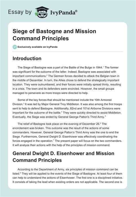 Siege of Bastogne and Mission Command Principles - 1932 Words ...