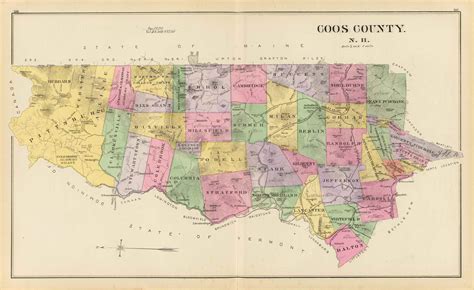 Coos County, New Hampshire 1892 Old Town Map Reprint - Hurd State Atlas Coos - OLD MAPS