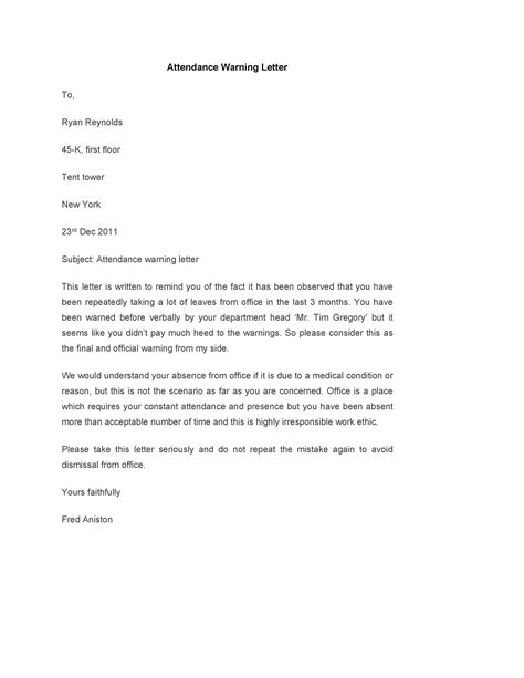 Employees Warning Letter Sample Collection - Letter Template Collection