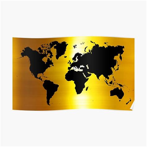 "Gold And Black Map of The World - World Map for your walls" Poster by DejaVuStudio | Redbubble