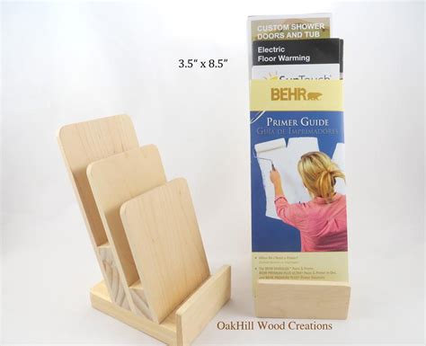 Brochure Holder, Display Stand 3 Tier, Wooden Display Stand, Countertop Display, Reception ...