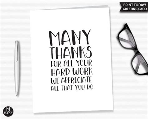 Thanks for All Your Hard Work Card, Printable, Employee Appreciation, Employee Thank You Card ...