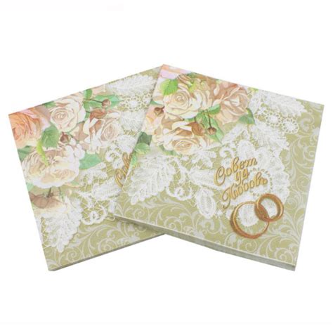 20 Count Paper Napkins, Designed Romantic Flowers Prints Cocktail ...