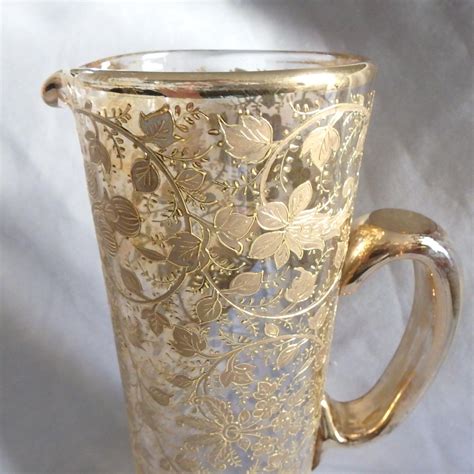 Antique Moser Blown Art Glass Pitcher with Enamel and Gilt Floral from ...