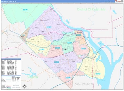 Arlington County, VA Wall Map Color Cast Style by MarketMAPS - MapSales