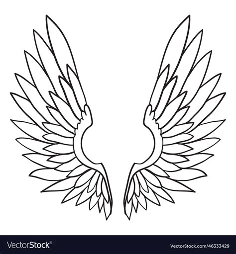 Angel bird wings outline Royalty Free Vector Image