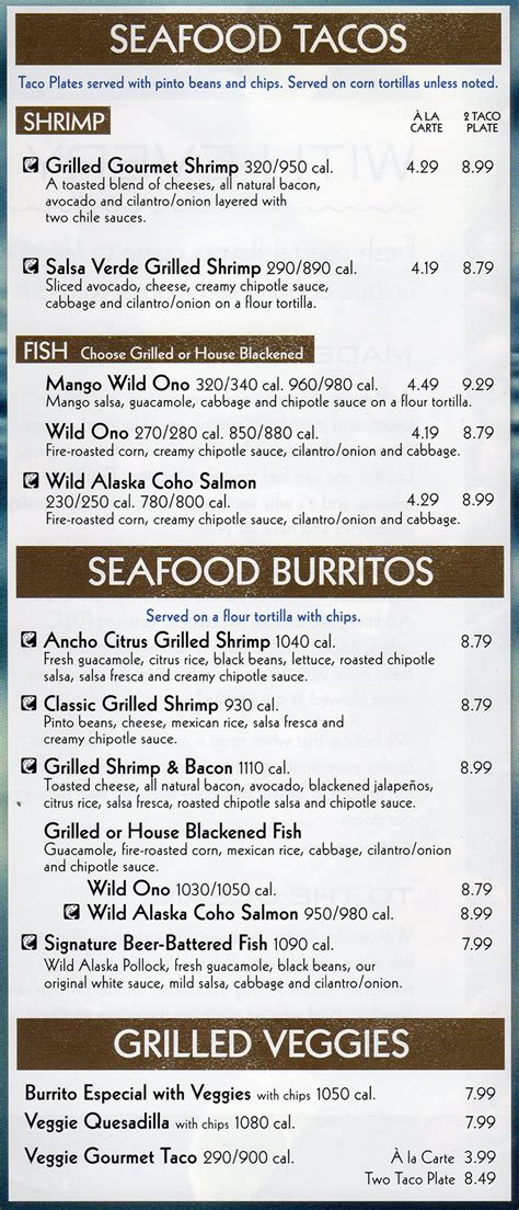 Rubio S Nutritional Menu | Besto Blog