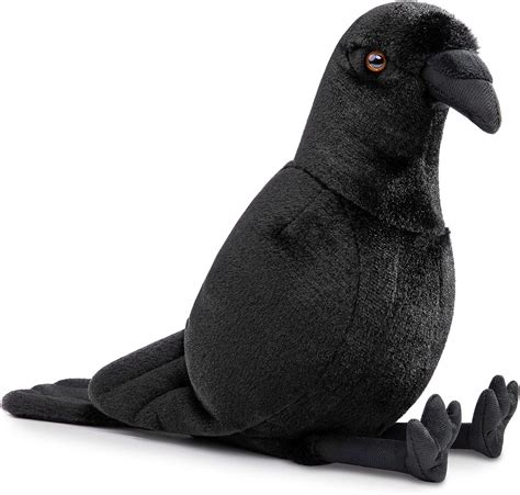 Crow Plush Toy - Realistic 8'' Black Bird Stuffed Animal, Cute Little Bird Raven Plush as Gift ...