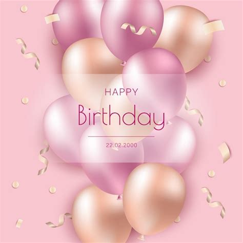 Premium Vector | Happy birthday background. Pink balloons on happy birthday background