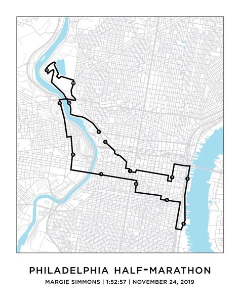 Philadelphia Half-marathon Course Map Personalized - Etsy