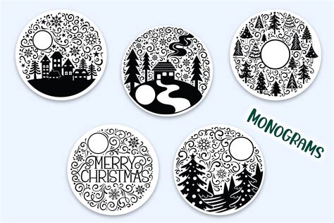 Christmas Round Ornaments - 10 SVG cut files (946137) | Illustrations | Design Bundles