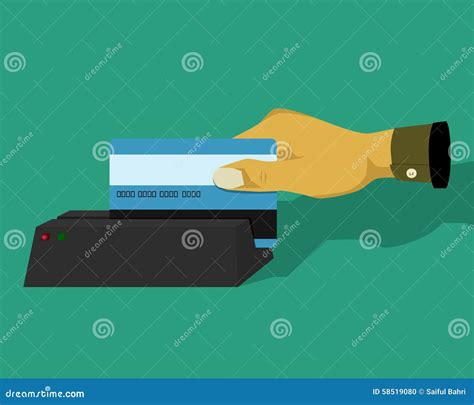 Vector Illustration Hand Swiping Credit Card Stock Vector - Image: 58519080