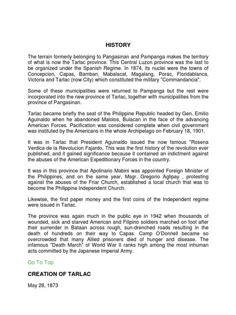 History of Tarlac | PDF | Philippines | Armed Conflict