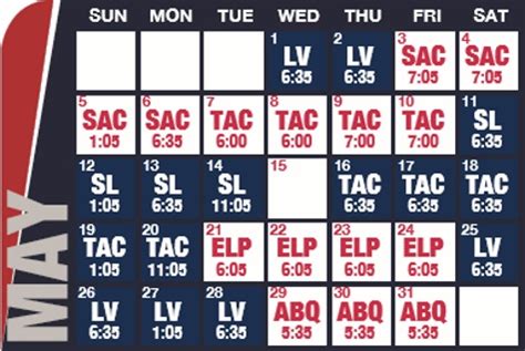 Reno Aces Baseball Game Schedule - May, 2019