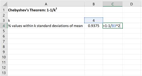 How to Apply Chebyshev's Theorem in Excel