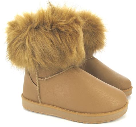 WOMENS QUILTED WINTER FUR LINED LADIES FASHION SNOW ANKLE BOOTS SHOES ...