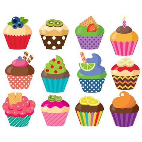 Cupcake Clipart. Vektor Süßigkeiten Grafik. Candy Geburtstag - Etsy.de