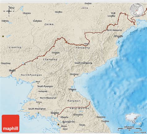 Shaded Relief 3D Map of North Korea